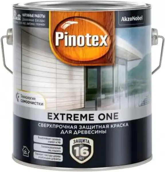 Пинотекс Omnitex Extreme One сверхпрочная защитная краска для древесины (2.35 л) бесцветная