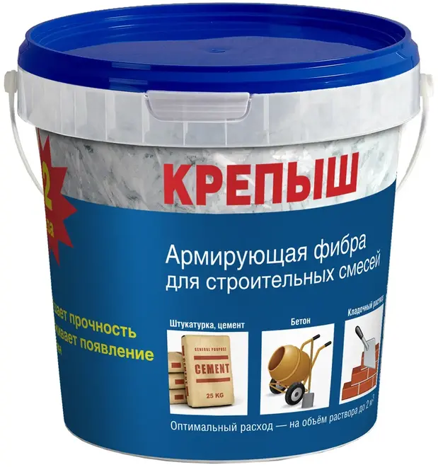 Крепыш армирующая фибра для строительных смесей (500 г)