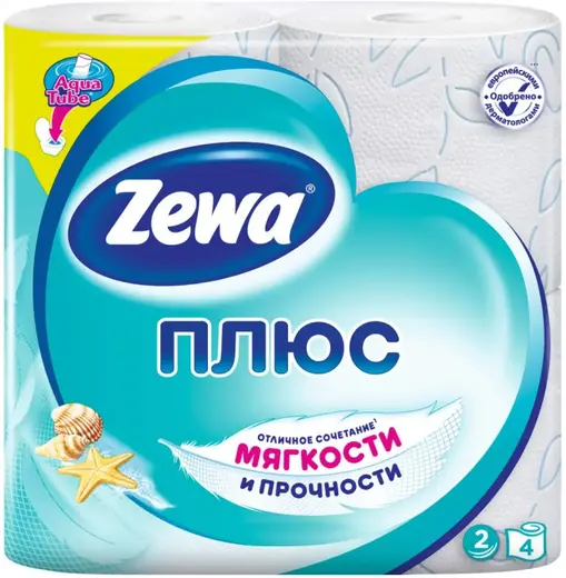 Zewa Плюс Белая бумага туалетная (4 рулона в упаковке)
