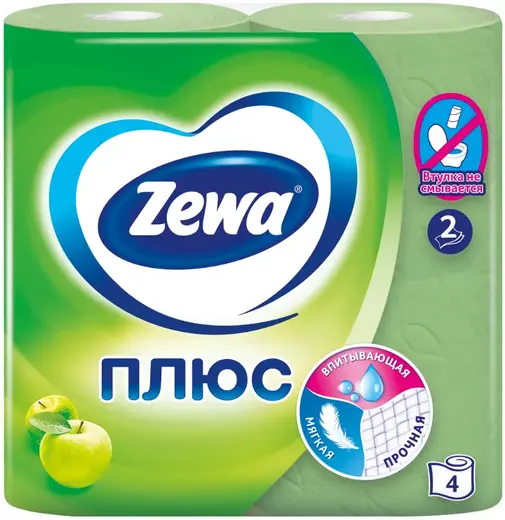Zewa Плюс Яблоко бумага туалетная (4 рулона в упаковке)