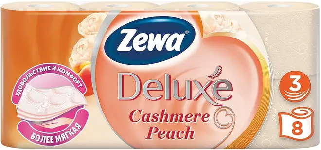 Zewa Zemma Deluxe Cashmere Peach бумага туалетная (8 рулонов в упаковке)