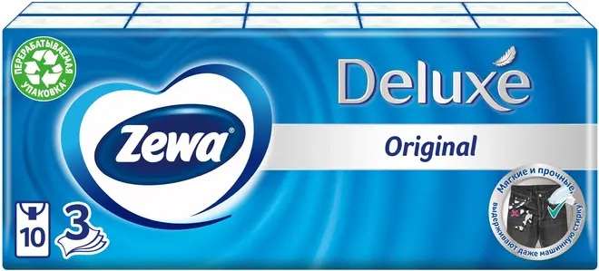 Zewa Zemma Deluxe Original платочки бумажные (10 пачек * 10 платочков в пачке)