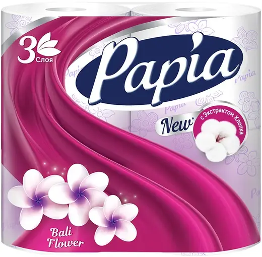 Papia Bali Flower бумага туалетная ароматизированнная с рисунком (4 рулона в упаковке)
