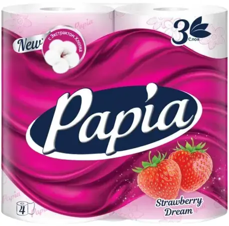 Papia Strawberry Dream бумага туалетная (4 рулона в упаковке)