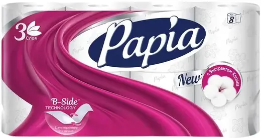 Papia бумага туалетная (8 рулонов в упаковке)