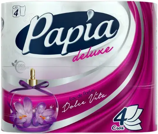 Papia Deluxe Dolce Vita бумага туалетная (4 рулона в упаковке)