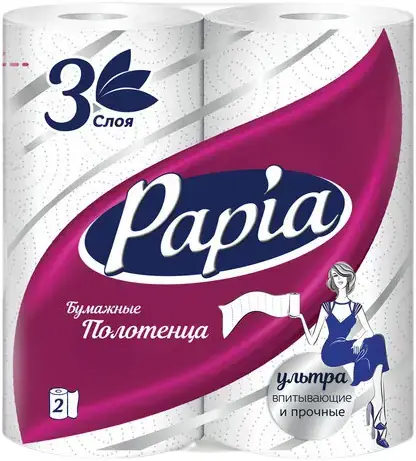 Papia полотенца бумажные (2 рулона в упаковке)