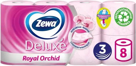 Zewa Deluxe Royal Orchid бумага туалетная (8 рулонов в упаковке)