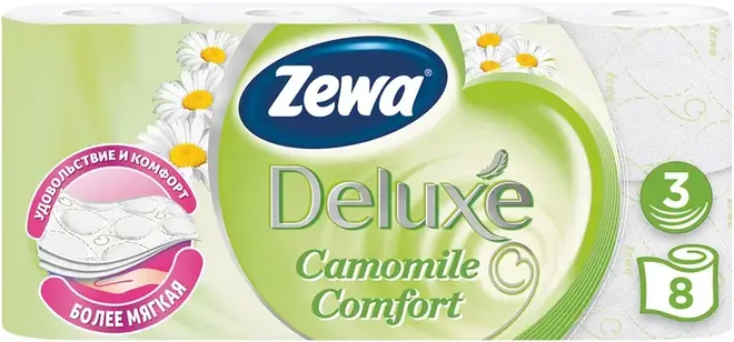 Zewa Deluxe Camomile Comfort бумага туалетная (8 рулонов в упаковке)