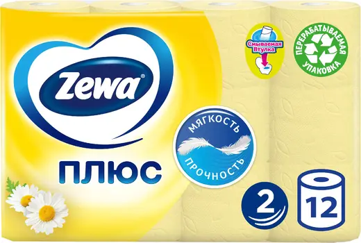 Zewa Плюс Ромашка бумага туалетная (12 рулонов в упаковке)