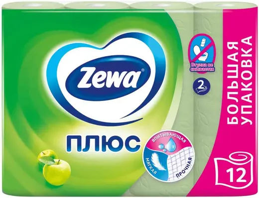 Zewa Плюс Яблоко бумага туалетная (12 рулонов в упаковке)