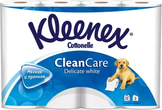 Kleenex Clean Care Delicate White бумага туалетная (12 рулонов в упаковке)