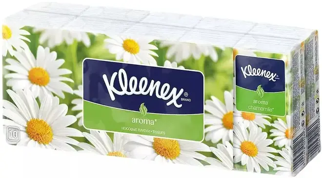 Kleenex Aroma Chamomile платочки носовые (10 пачек * 10 платочков в пачке)