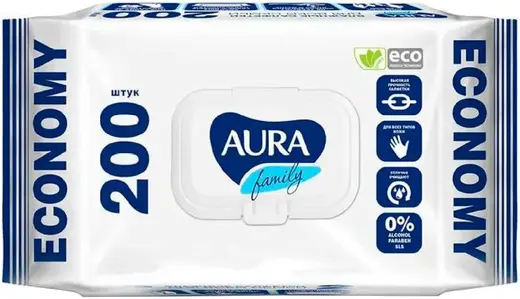 Aura Family Economy салфетки влажные (200 салфеток в пачке)