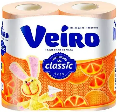 Veiro Classic Цитрус бумага туалетная (4 рулона в упаковке)