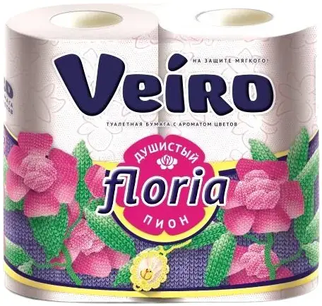 Veiro Floria Душистый Пион бумага туалетная (4 рулона в упаковке)