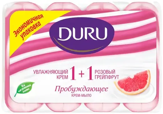 Duru 1+1 Увлажняющий Крем и Розовый Грейпфрут мыло туалетное пробуждающее (1 блок)