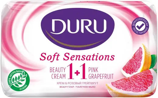 Duru 1+1 Увлажняющий Крем и Розовый Грейпфрут мыло туалетное пробуждающее (80 г)