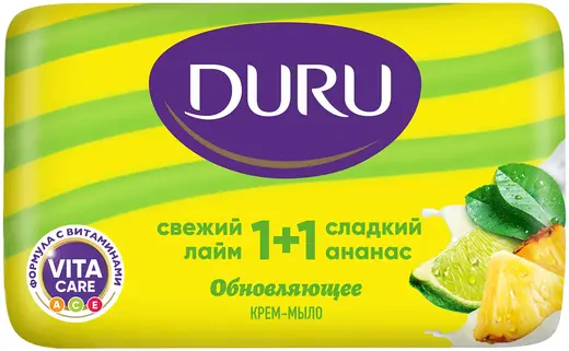 Duru 1+1 Свежий Лайм и Сладкий Ананас крем-мыло обновляющее (80 г)