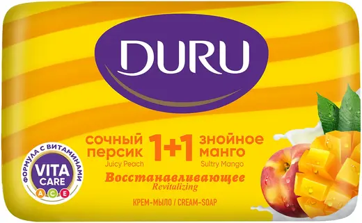 Duru 1+1 Сочный Персик и Знойное Манго крем-мыло восстанавливающее (80 г)