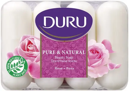 Duru Pure & Natural Роза мыло туалетное (1 блок)