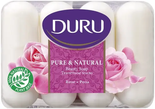 Duru Pure & Natural Роза мыло туалетное (1 блок (4х85 г)