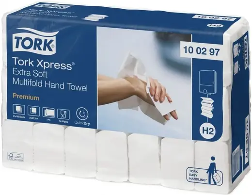 Tork Xpress Premium Extra Soft Multifold Н2 полотенца листовые ультрамягкие для рук (100 полотенец в пачке)