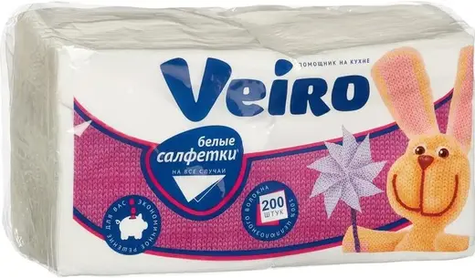 Veiro Белые салфетки бумажные (200 салфеток в пачке)