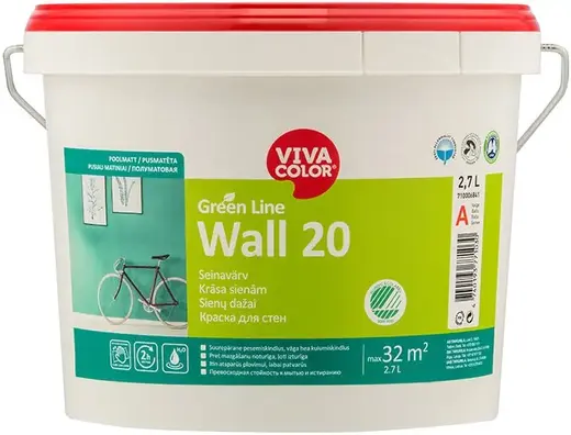 Vivacolor Green Line Wall 20 краска для стен (2.7 л) белая