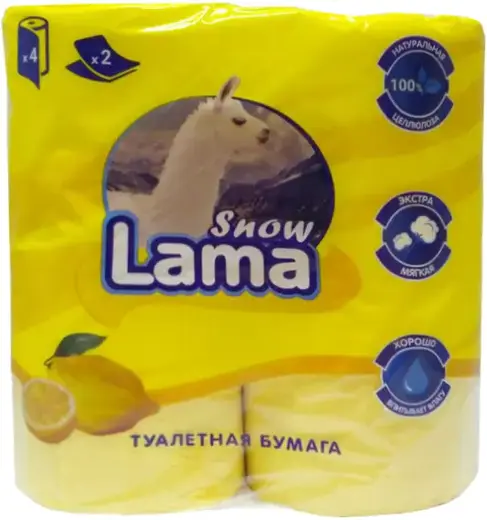 Snow Lama бумага туалетная (4 рулона в упаковке) желтая