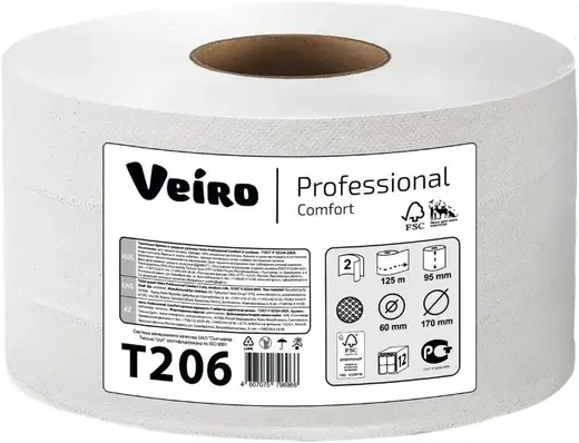 Veiro Professional Comfort бумага туалетная в средних рулонах (1 рулон) 2 слоя (125 м)