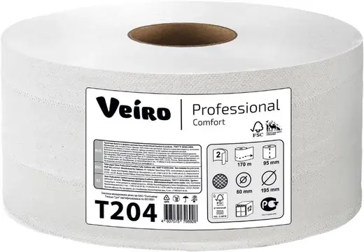Veiro Professional Comfort бумага туалетная в средних рулонах (1 рулон) 2 слоя (170 м)