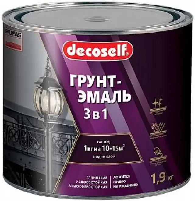 Пуфас Decoself грунт-эмаль 3 в 1 (1.9 кг) красная глянцевая