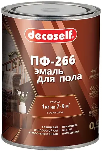 Пуфас Decoself ПФ-266 эмаль для пола (900 мл) красно-коричневая