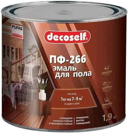Пуфас Decoself ПФ-266 эмаль для пола (1.9 л) красно-коричневая