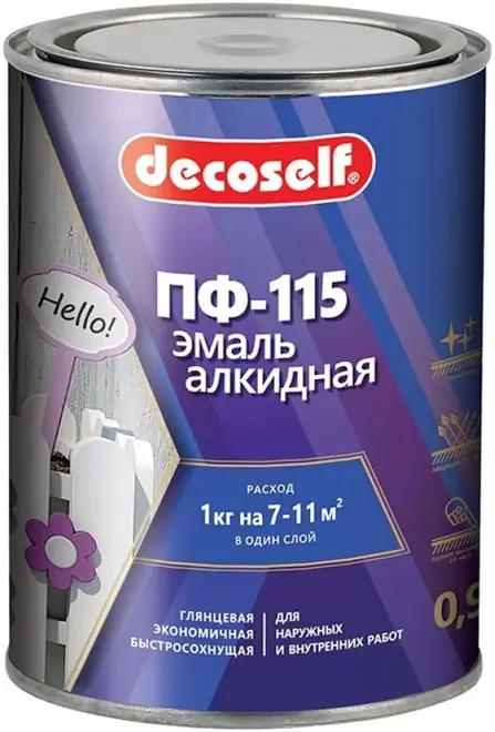 Пуфас Decoself ПФ-115 эмаль алкидная (900 мл) белая база A глянцевая