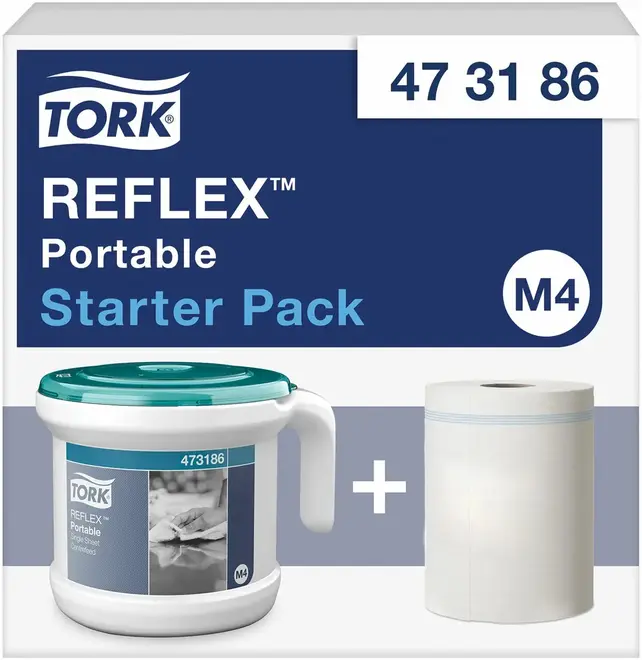 Tork Reflex Performance M4 диспенсер переносной с рулоном бумаги (стартовый набор) №473186