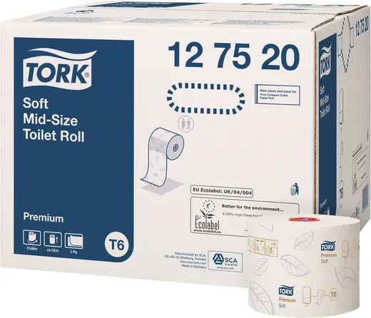 Tork Premium T6 бумага туалетная в миди-рулонах (27 рулонов в упаковке) 2 слоя