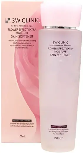 3W Clinic Flower Effect Extra Moisture Skin Softener софтнер для лица с цветочными экстрактами (тонер 150 мл)