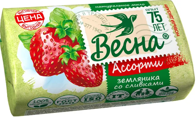 Весна Ассорти Земляника со Сливками мыло туалетное (90 г)