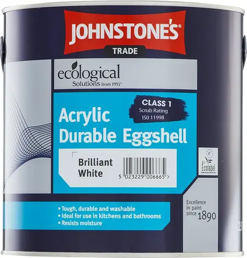 Johnstones Acrylic Durable Eggshell акриловая краска (2.5 л база L) белая полуматовая