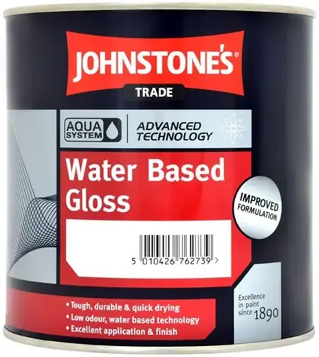 Johnstone's Aqua Water Based Gloss высокопрочная глянцевая краска (2.5 л) белая