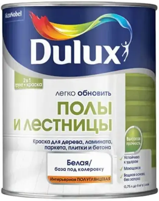 Dulux Легко Обновить Полы и Лестницы краска для дерева, ламината, паркета, плитки и бетона (750 мл) белая