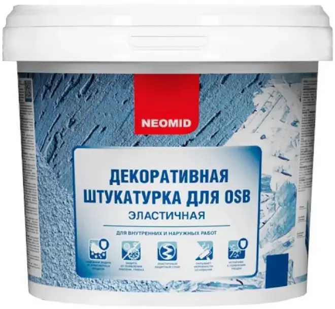 Неомид декоративная штукатурка для OSB эластичная (6 кг) голубая шуба