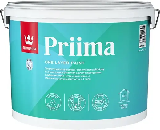 Тиккурила Priima глубокоматовая интерьерная краска (9 л) белая