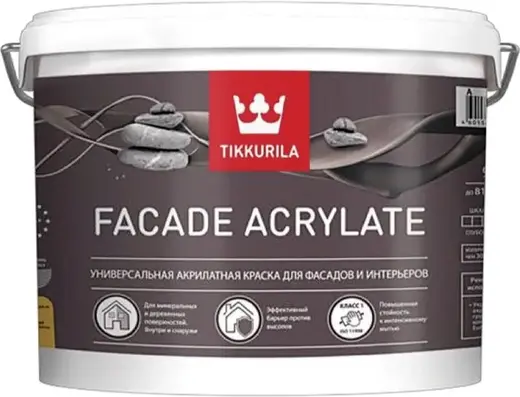 Тиккурила Facade Acrylate универсальная акрилатная краска для фасадов и интерьеров (9 л) белая