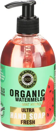 Планета Органика Eco Organic Watermelon+Mint Hydrolat мыло жидкое для рук освежающее (300 мл)