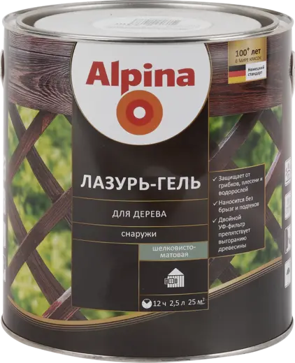 Alpina Linnimax лазурь-гель для дерева (2.5 л база база под колеровку) бесцветная