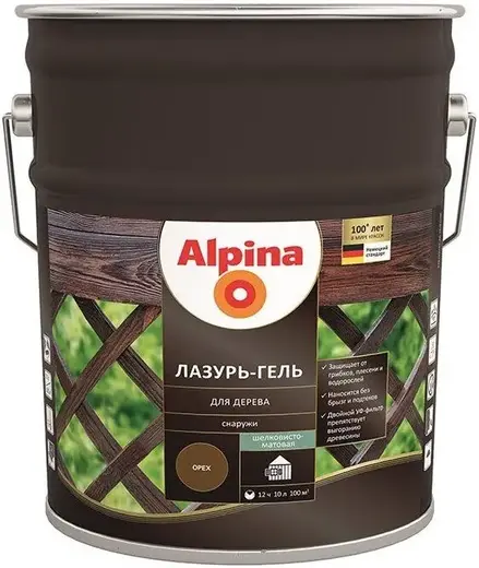 Alpina Linnimax лазурь-гель для дерева (10 л ) орех