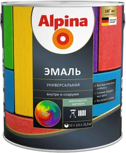 Alpina эмаль универсальная (2.5 л) бесцветная база 3 шелковисто-матовая